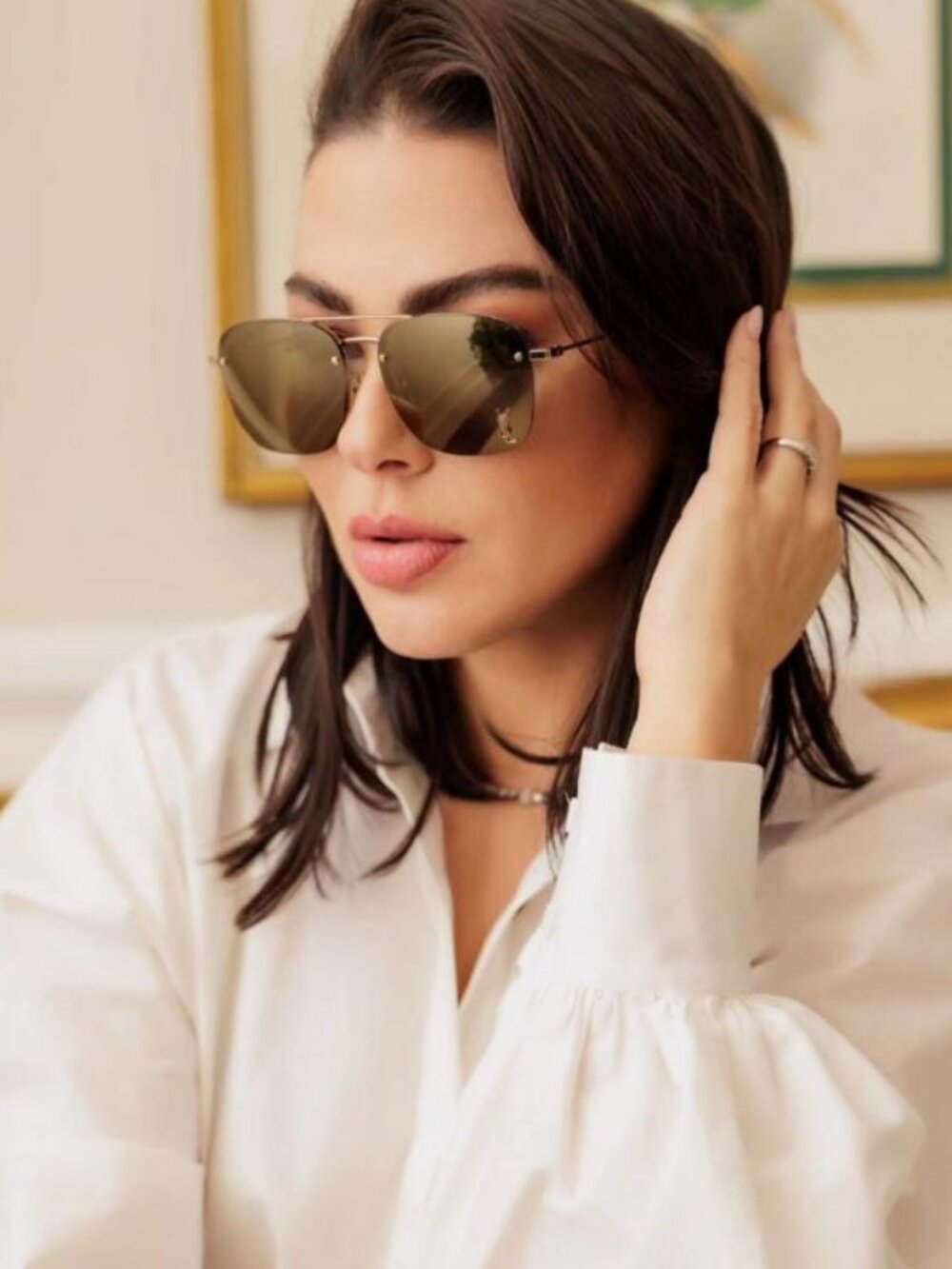 Saint Laurent SL309M 006 Aviator Sunglasses - Silver\Grey - Picture 9 of 10